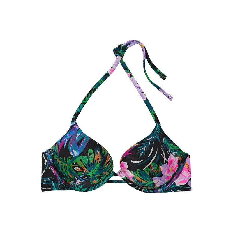 Victoria's Secret Mix & Match Bombshell Push-Up Bikini Top/Black Tropical Bikini Women's Black Print-0