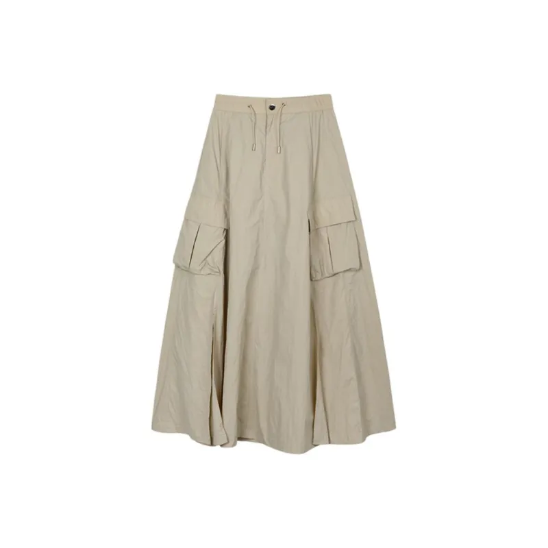 FORNI Casual Long Skirts Women's Light Khaki-0