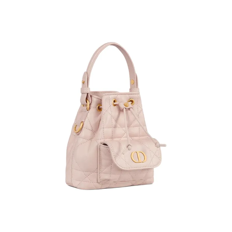 DIOR Caro Sheepskin Bucket Bag, Shoulder Bag, Crossbody Bag, Handbag Mini Women's Rouge Pink-1