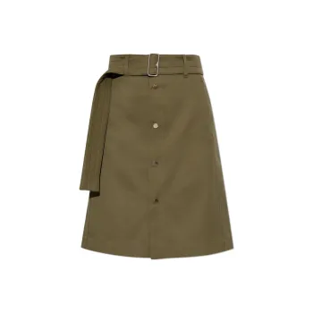 Burberry Long Canvas Trench Skirt Khaki