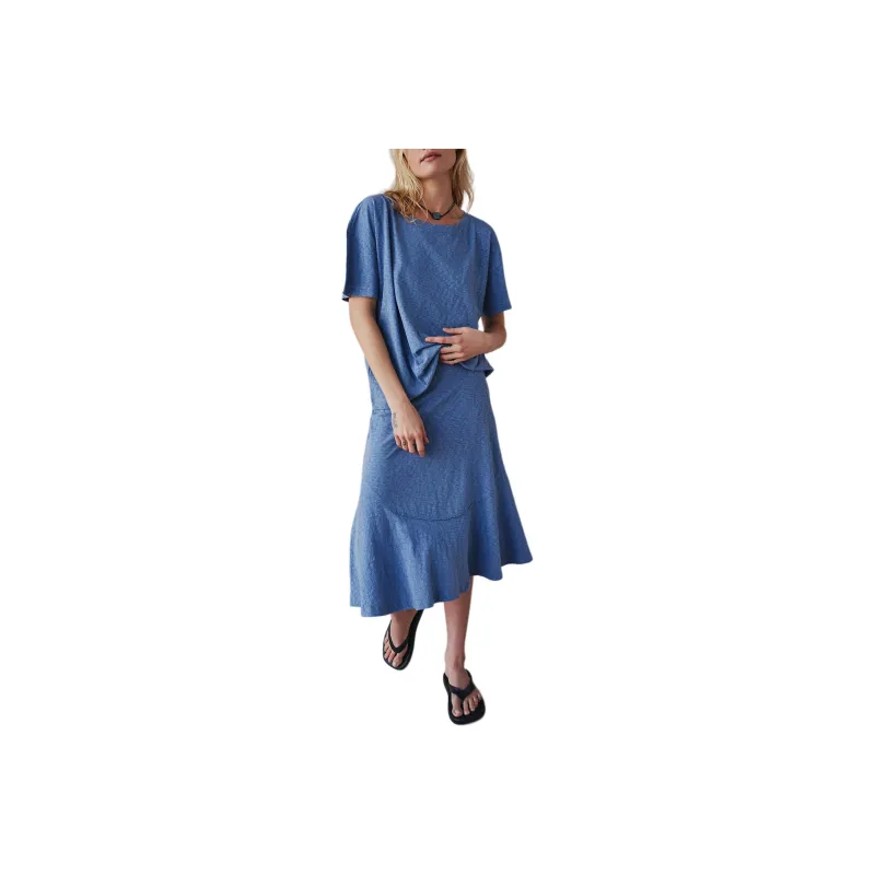 FREE PEOPLE Charmaine Skirt Set Skirt Set Women's Denim Grey-0