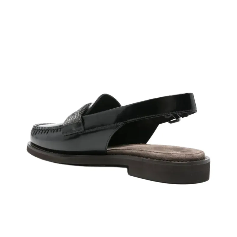 Brunello Cucinelli Leather Slingback Loafers Women's-3