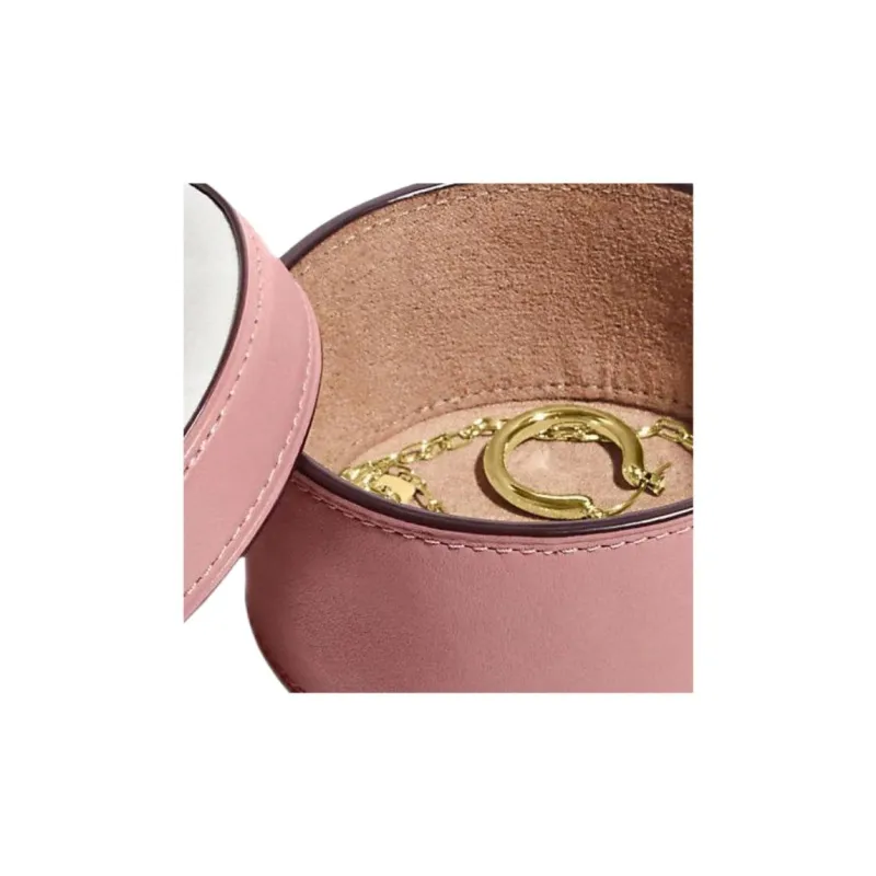 COACH Jewelry Bo Smooth Leather Makeup Bag Mini Women's Cherry Blossom Pink & White-2