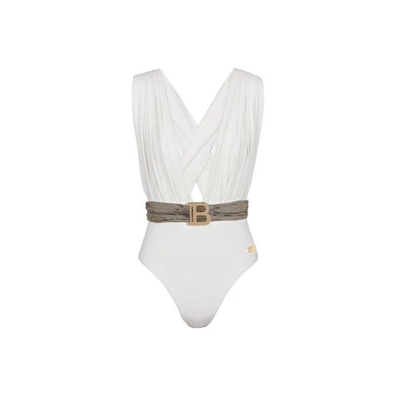 BALMAIN Swimsuit With Belt One-piece Swimsuit Women's White-0