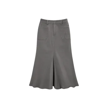PEACEBIRD Casual Long Skirt Women's Gray