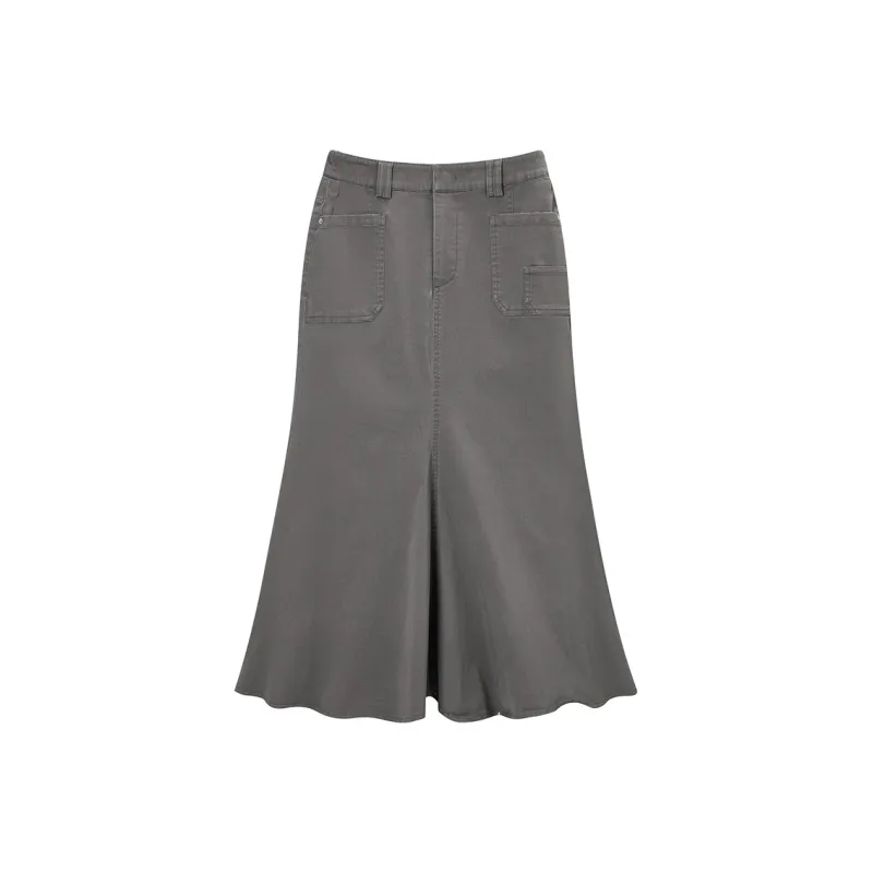 PEACEBIRD Casual Long Skirt Women's Gray-0