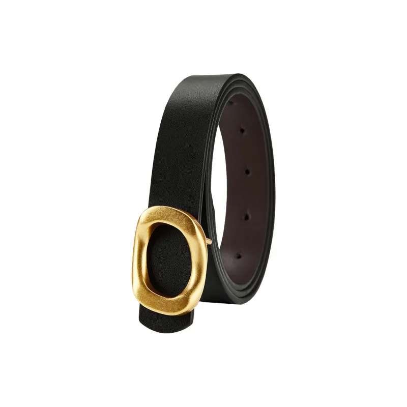 PIERRE CARDIN Split Cow Leather Belts Women's Khaki/Brown, Black/Coffee 2.4cm-7