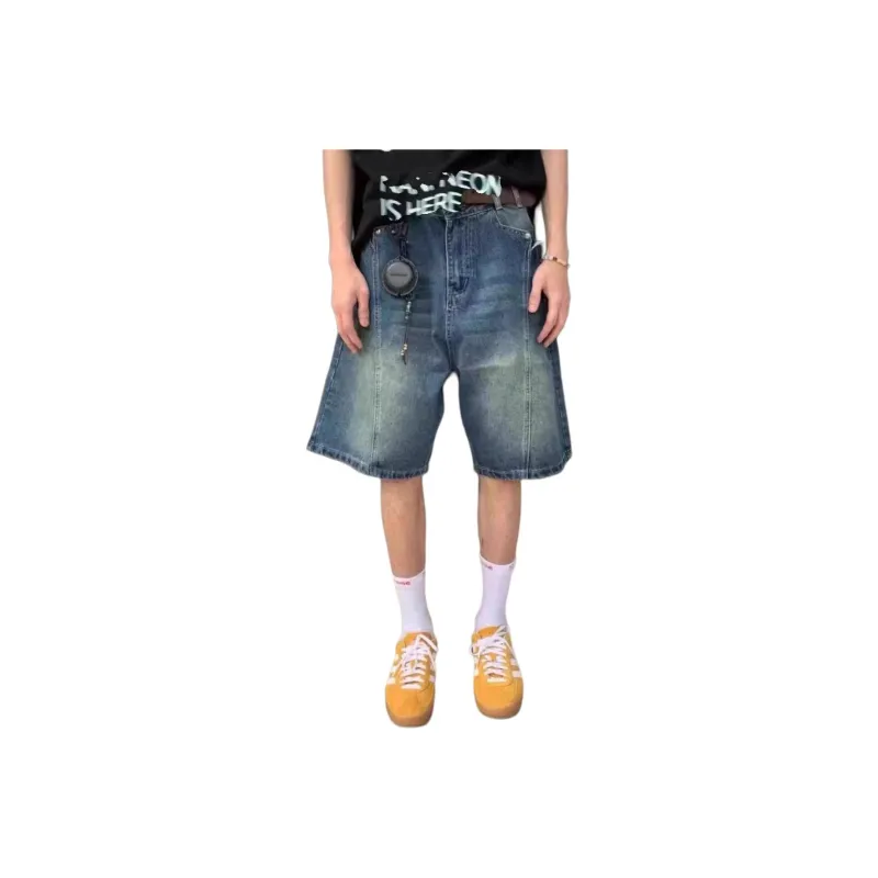 KVIV Denim Shorts Men Vintage Blue -0