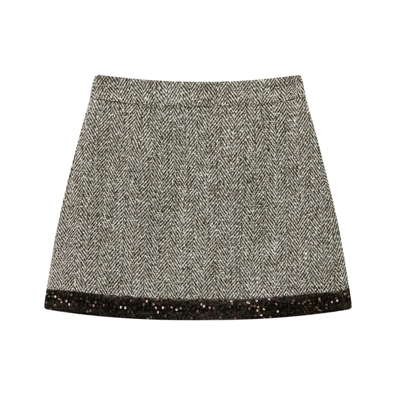 PEACEBIRD Casual Short Skirts Women's Brown-0
