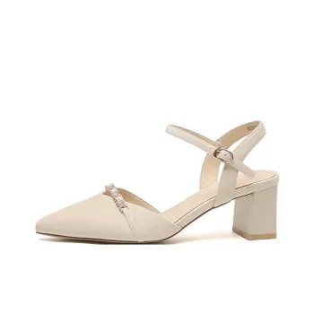 JOSINY Chunky Heel High Heels 5.5CM Women's Ecru