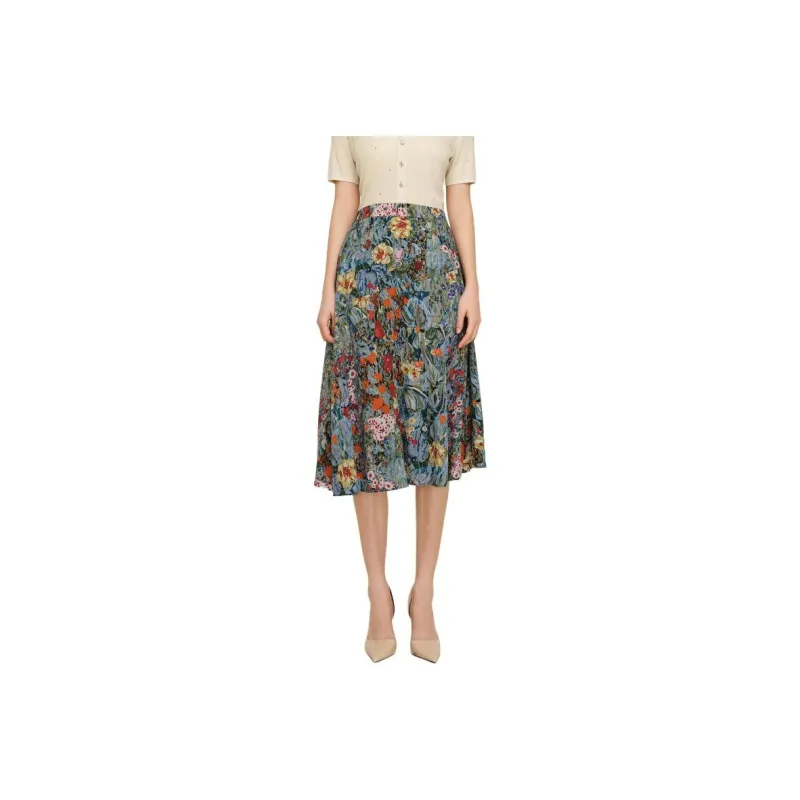 JZ. ANNAKRO Casual Long Skirt Women's Flower Lake Blue-0