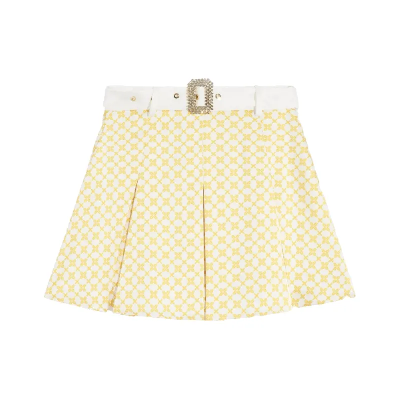 Bebe Casual Short Skirts Women's White Yellow-0