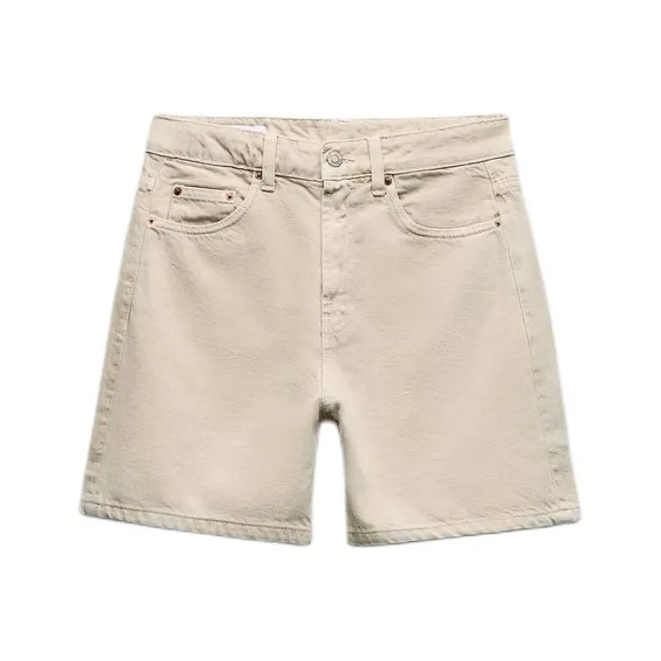 ZARA Denim Shorts Women's Beige-0