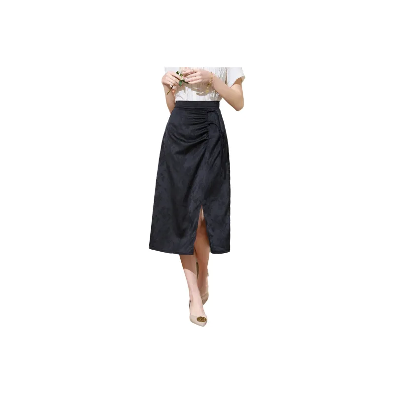 SMEN Casual Long Skirts Women's Black-0