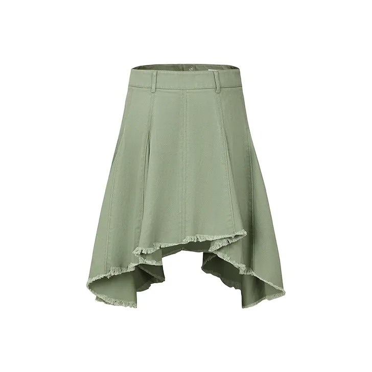 URBAN REVIVO Casual Short Skirts Women's Olive Green-0