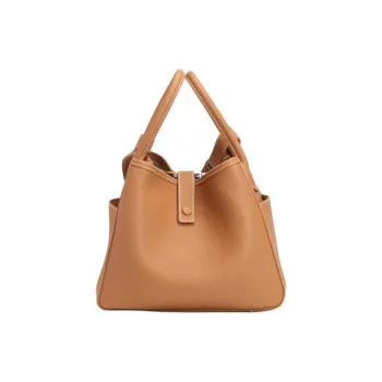 Why Cow Leather Crossbody One Shoulder Handbag Medium Size Women's Caramel/Dark Gray