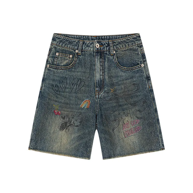 UOOYAA Denim Shorts Women's Denim Blue-0