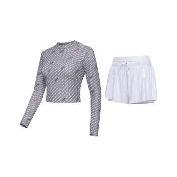 VECTOR Two Piece Swimsuits Women's Wonderful Letter/Gray With Pads+Skort