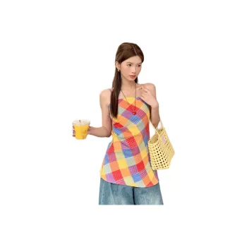 Mu Xiao Xin Camisoles Women's Plaid
