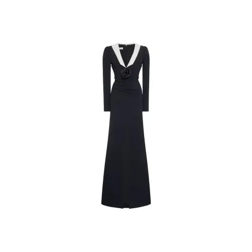 Alessandra Rich Rose Detail Cady Evening Dress