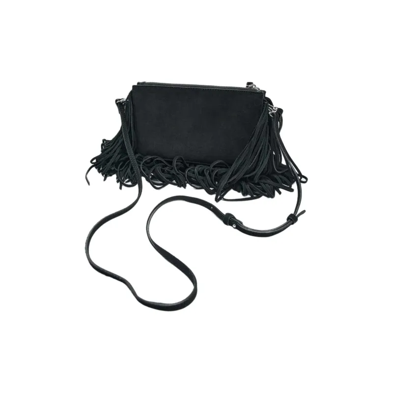ZARA Cow Leather Crossbody Bag, Shoulder Bag Mini Women's Black-2