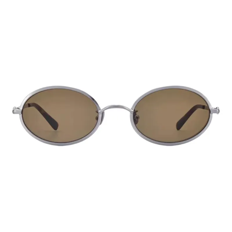 Fakeme Metal Oval Sunglasses Unisex Silver-1