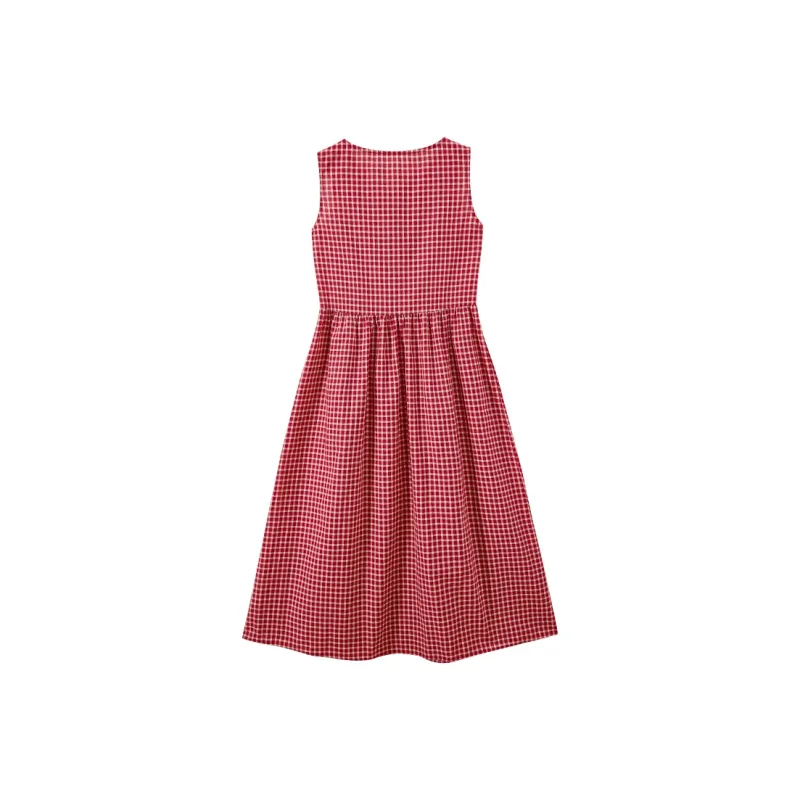 SUSANSAN Slip Dresses Women's Red Plaid-4
