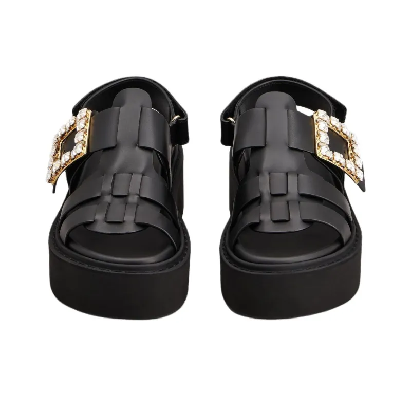 Roger Vivier Viv' Rangers One Strap Sandals Women's Black-3