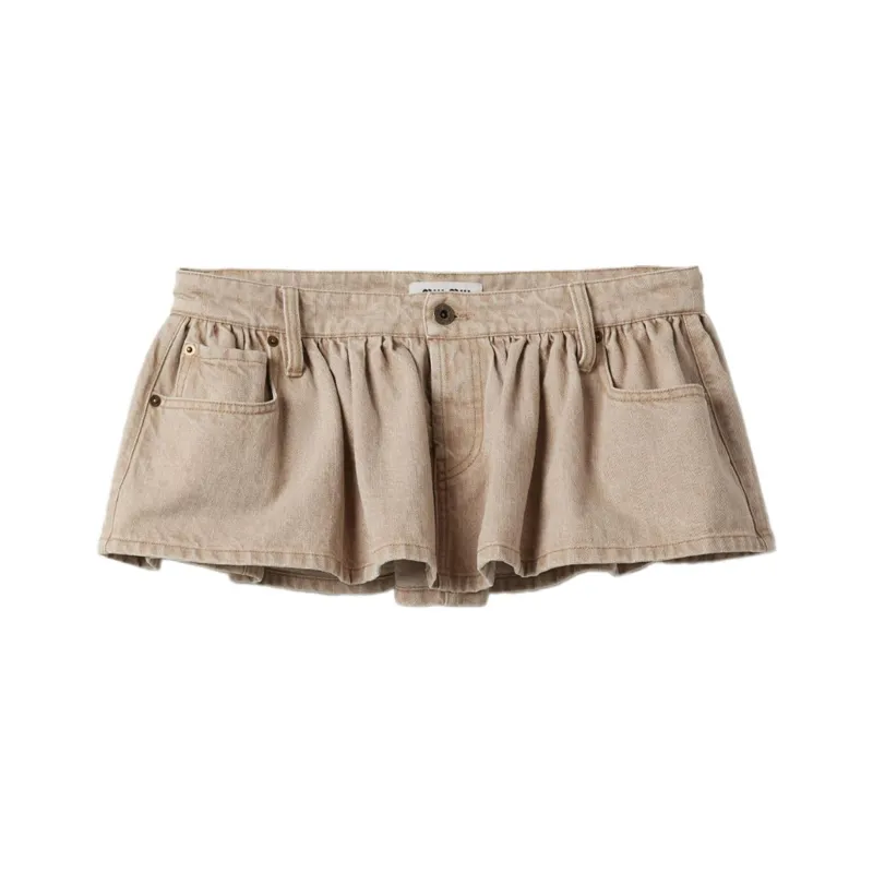 MIU MIU Low rise Denim Miniskirt-0
