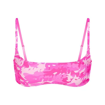 SKIMS SIGNATURE SWIM MICRO SCOOP BIKINI TOP Bikini Women's Pink Skims Camo/Pink Camouflage