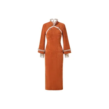 Red Colored Clothes Cheongsam Women's Orange