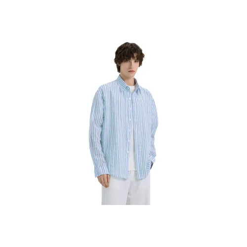 WILD LEADER Shirt Unisex Oat Apricot Blue White Stripes[CW51585A32]