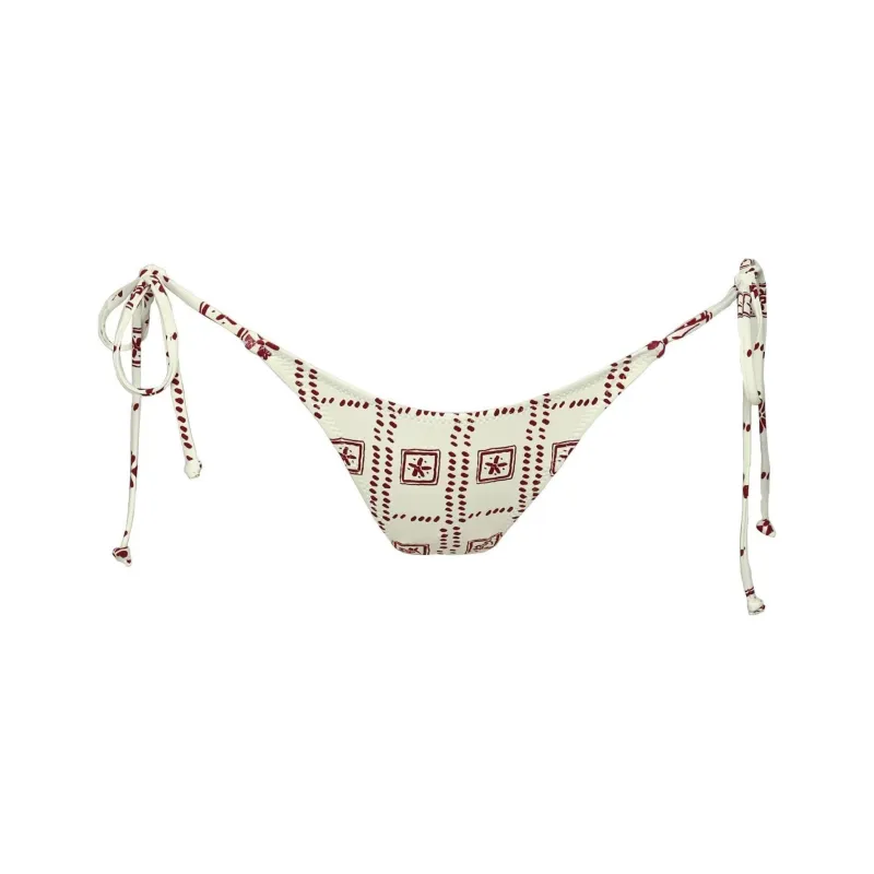 PRINCESS POLLY PATISSERIE TIE SIDE BIKINI BOTTOMS Swimming Shorts Women's White Red/White Base Red Print-0