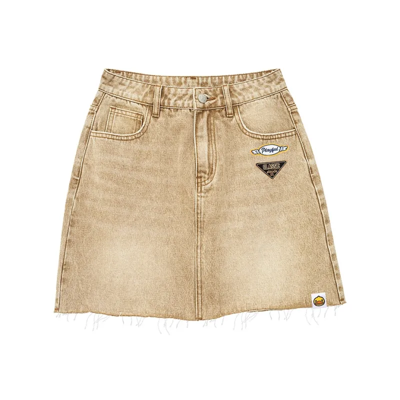 B.Duck Denim Short Skirts Women's Khaki-0