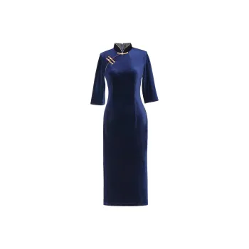 Red Colored Clothes Cheongsam Women's Blue