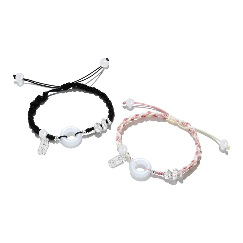 MAGICPOLE Alloy Fabric Rope Bracelets Unisex Black/Pink Color-1