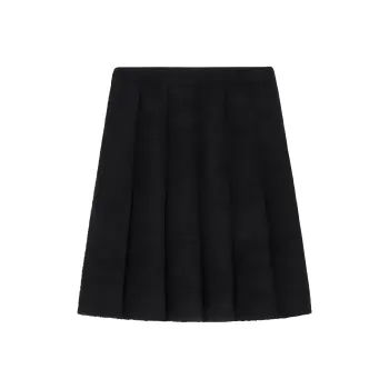 CELINE Pleated Skirt In Bouclette Natté