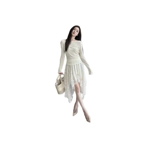 FORNI Casual Long Skirts Women's Moon Apricot