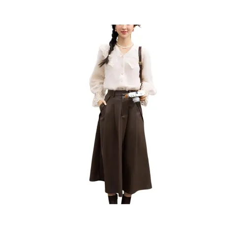 MISHOW Casual Long Skirt Women's Dark Coffee