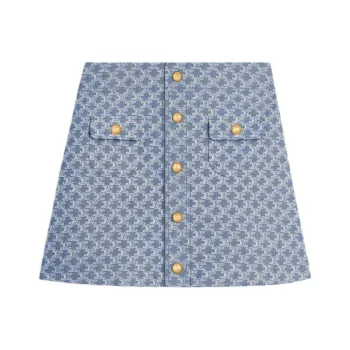 CELINE Mini Skirt In Monogram Chambray Cotton