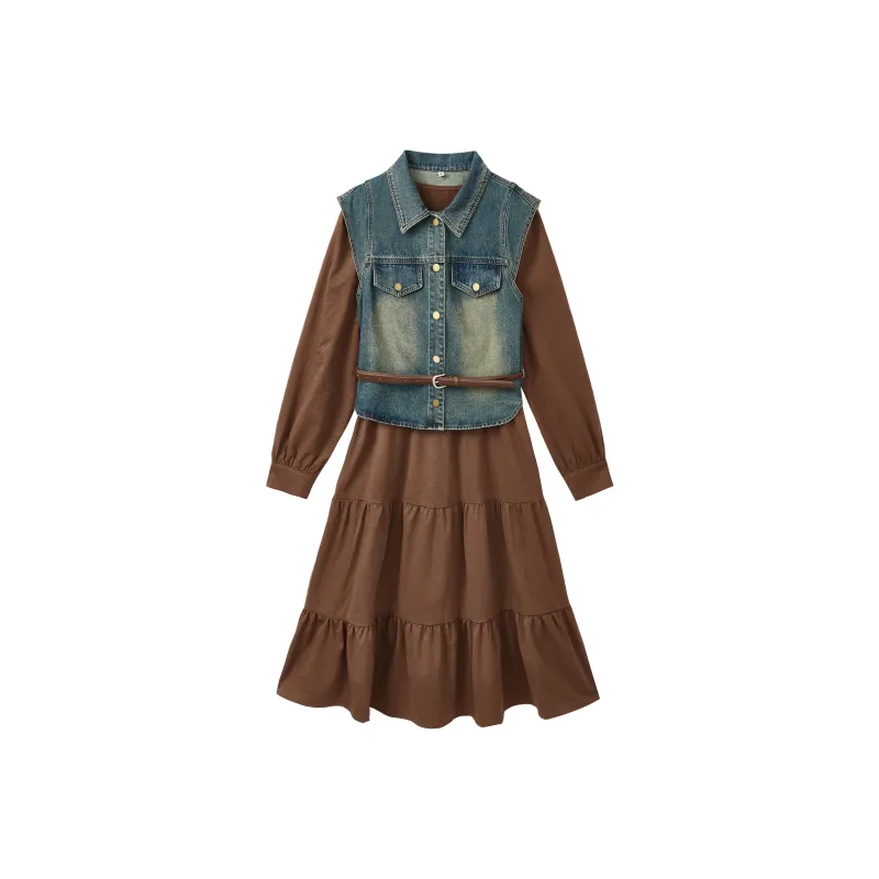 Yu Qianwen Skirt Set Women's Coffee-0