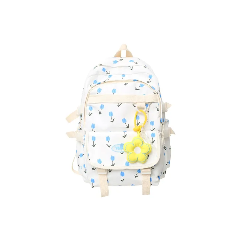 Yalu Nylon Backpack Regular Women's White/Pink/Blue-14