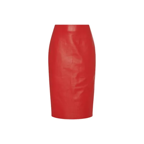 THE ROW Bartellette Leather Skirt Casual Long Skirt Women's Red