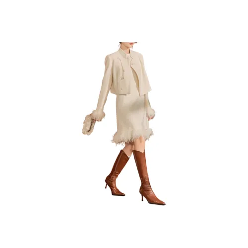 QIAOYUHUAZUN Skirt Set Women's Apricot