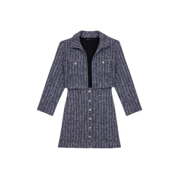 Maje Layered Tweed Mini Dress