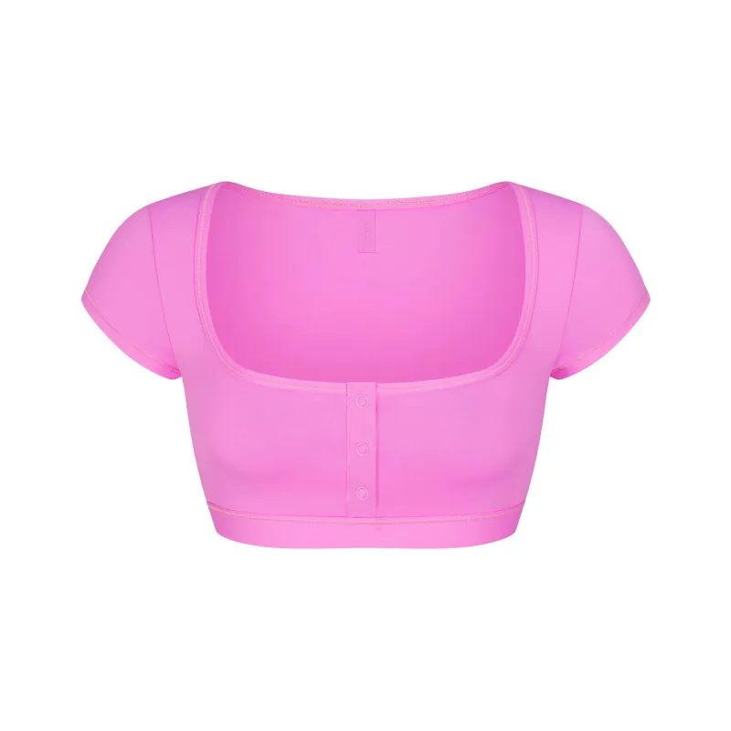 SKIMS SIGNATURE SWIM SUPER CROPPED T-SHIRT Bikini Women's NEON ORCHID/Neon Orchid-0