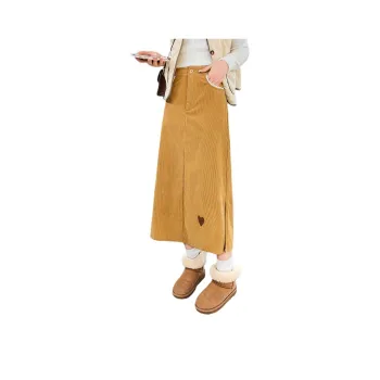Tonlion Casual Long Skirts Women's Khaki