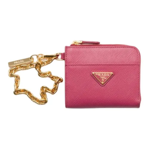 PRADA Saffiano Calfskin Wallet Small Size Women's Pink