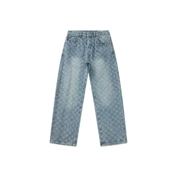 AHAH Jeans Men Blue Jacquard