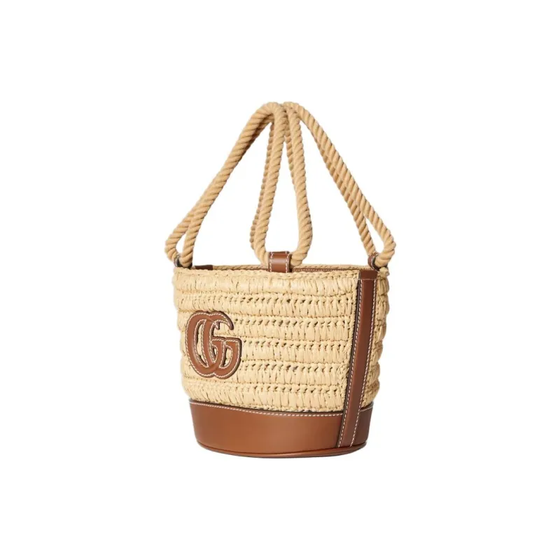 GUCCI Viscose Bucket Bag Handbag Mini Women's Brown-1